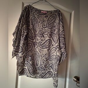 Lilly Pulitzer Black and White Paisley silk Blouse/tunic with beads